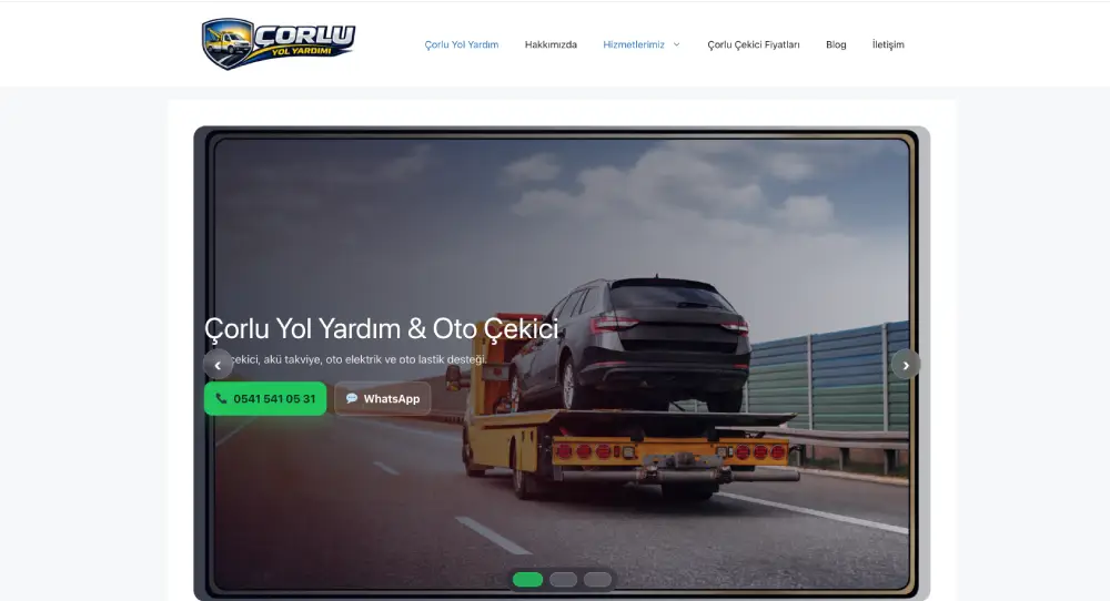 Çorlu Yol Yardım web sitesi projesi