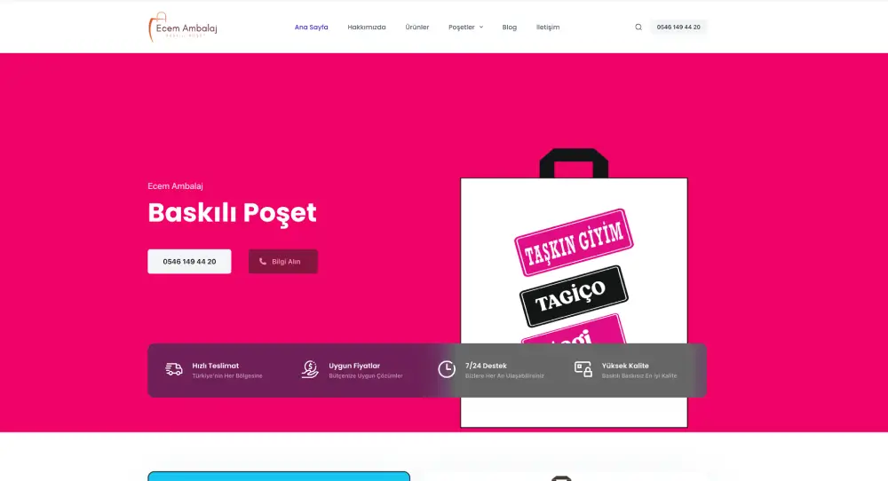 Ecem Ambalaj web sitesi projesi