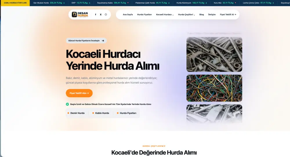 Desan Hurda web sitesi projesi