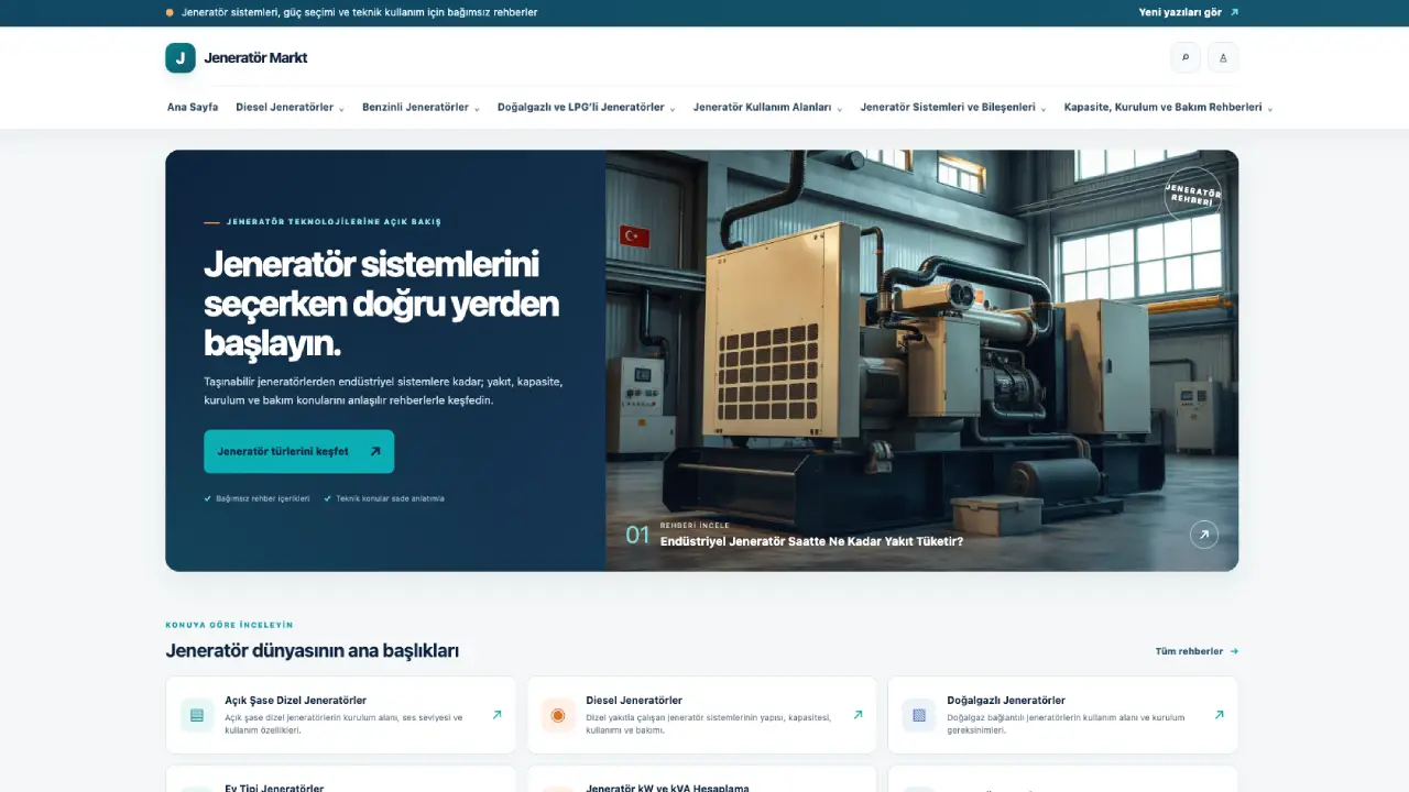 jeneratormarkt.com tanıtım yazısı yayın sitesi