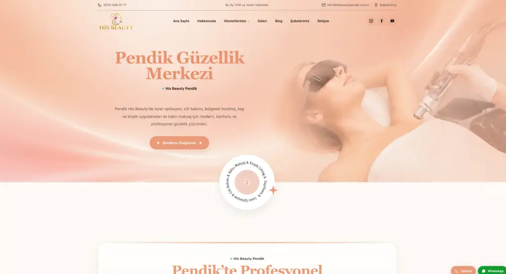 Pendik Güzellik Merkezi web sitesi projesi